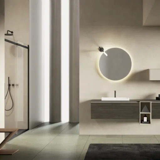 Mobile da Bagno sospeso Yang 12 in melaminico Geowood Moka di Ardeco