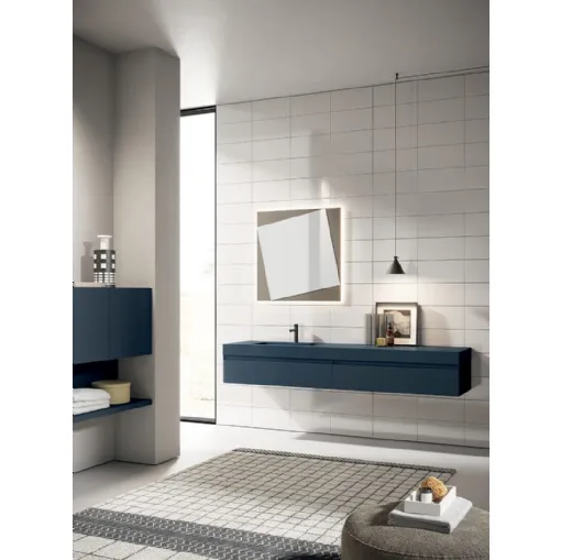 Mobile da Bagno sospeso Yoko 08 in laccato Blu Notte opaco di Ardeco