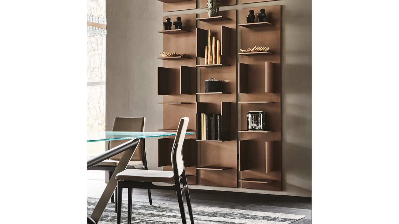 Libreria componibile a muro in legno laccato bianco Fifty di Cattelan Italia
