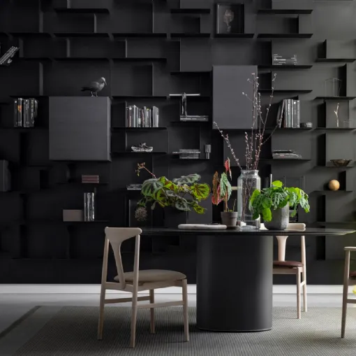 Libreria componibile Avenue 03 in metallo verniciato e rovere nero di Md House