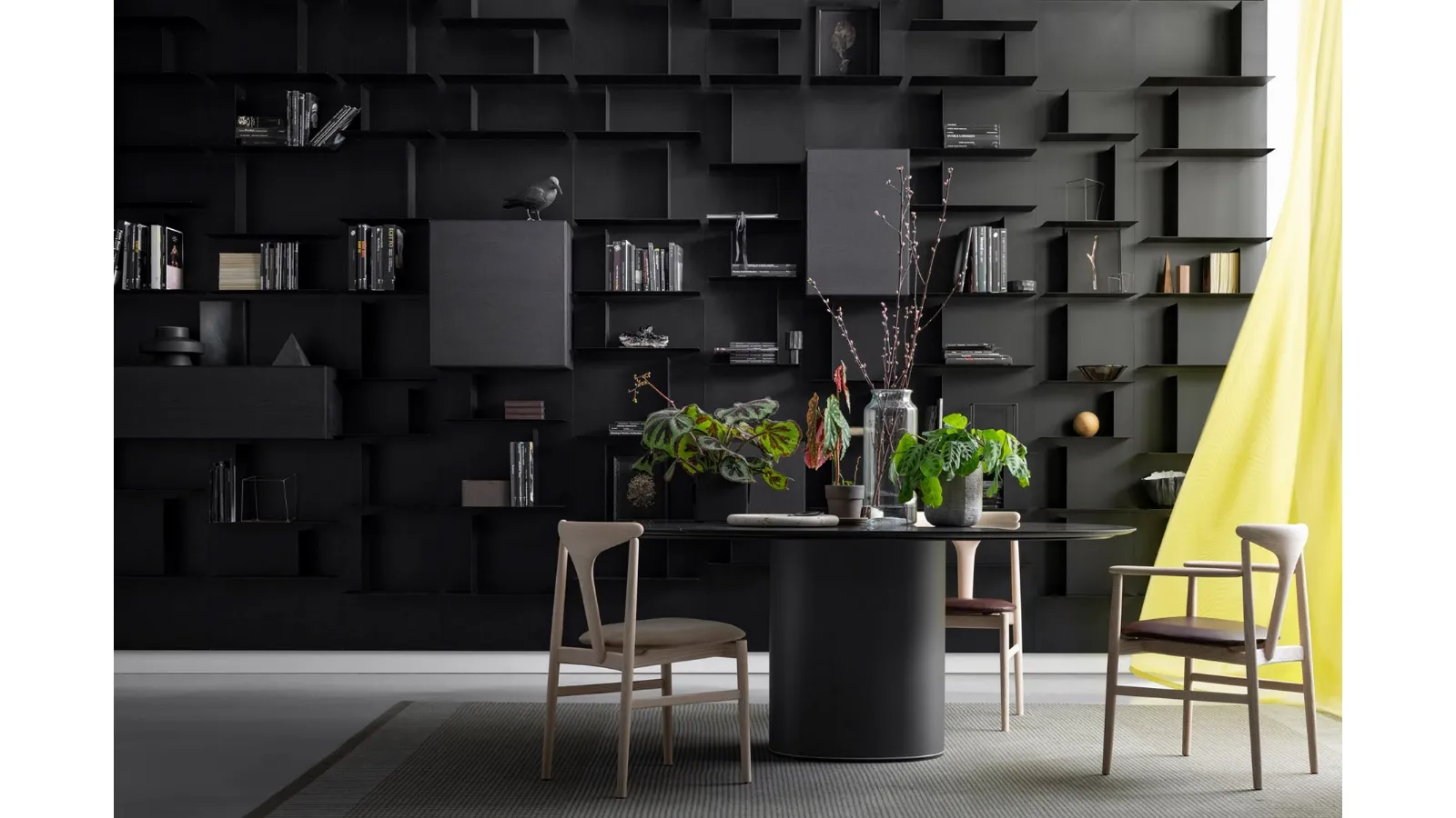 Libreria componibile Avenue 03 in metallo verniciato e rovere nero di Md House