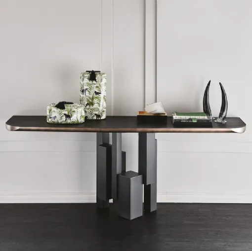 Consolle in Olmo e acciaio Skyline Wood-C di Cattelan Italia