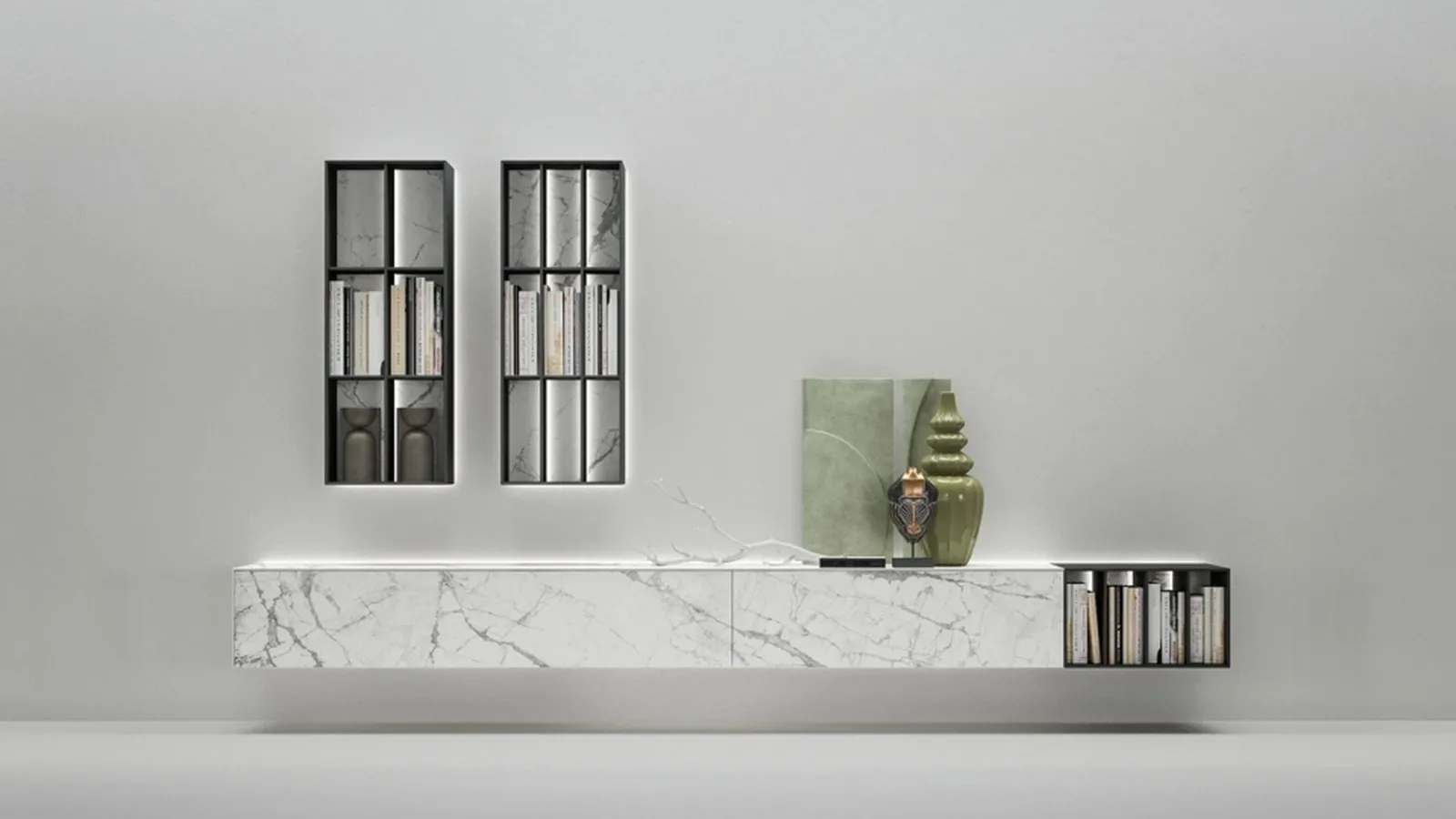 Parete Attrezzata in gres Moduli componibili con luci di Caccaro