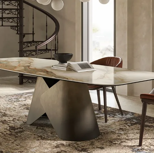 Tavolo in ceramica con base in metallo Scott Keramik di Cattelan Italia