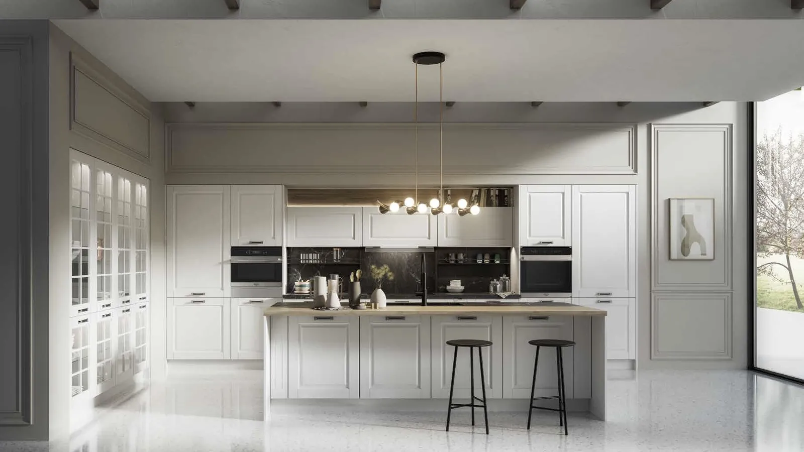Cucina Classica in legno laccato con isola Asolo 01 di Arredo3