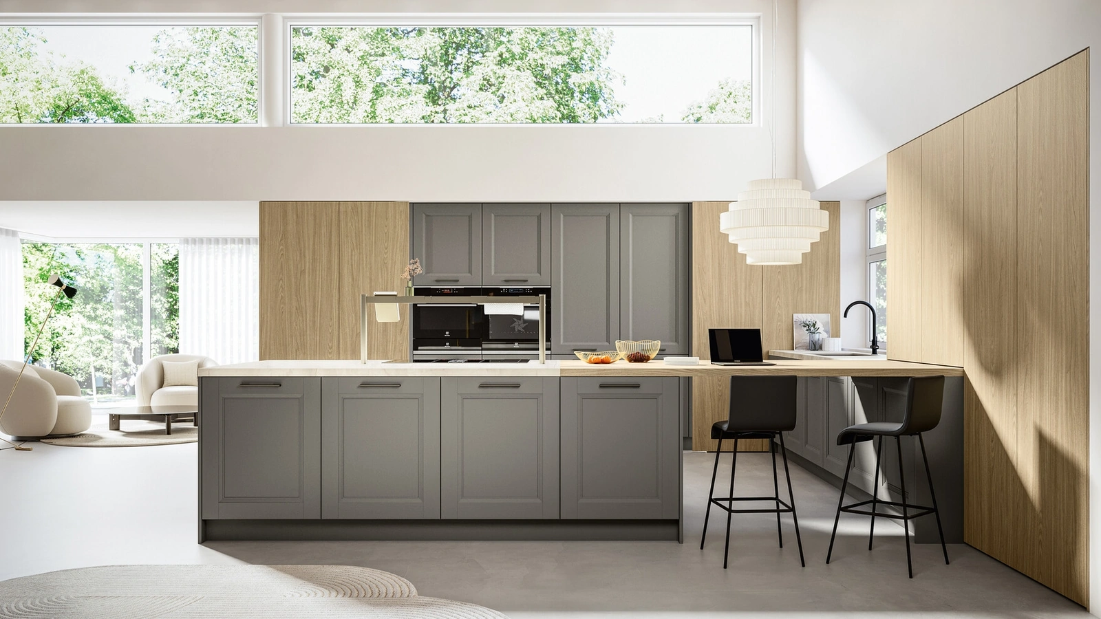 Cucina Classica con penisola Gioiosa 01 in laccato e laminato di Arredo3