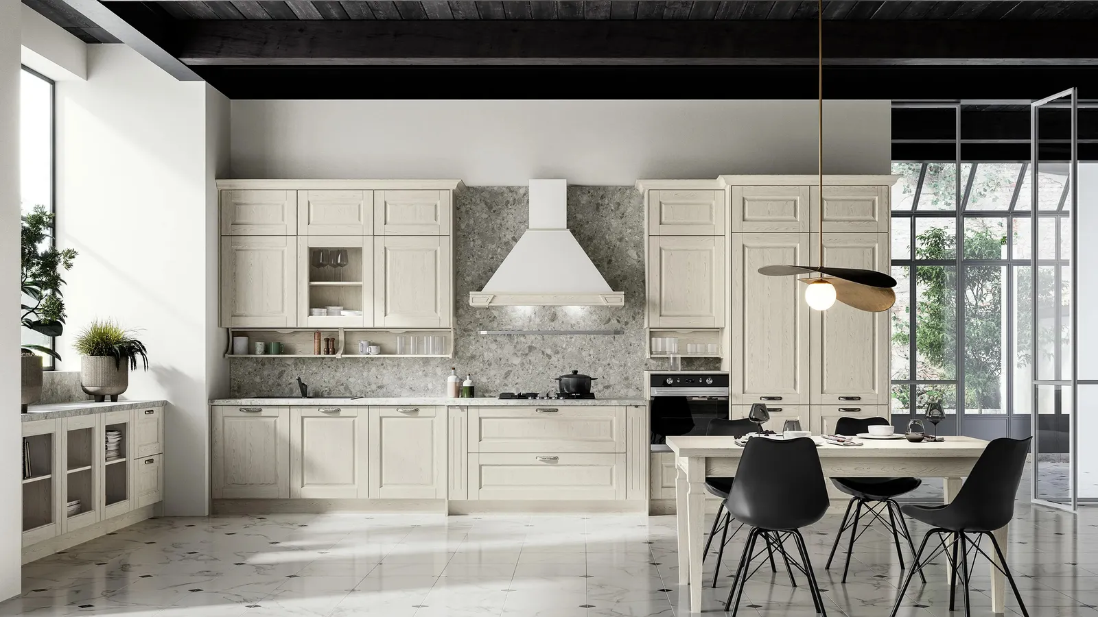 Cucina Classica lineare in frassino bianco Asolo 05 di Arredo3