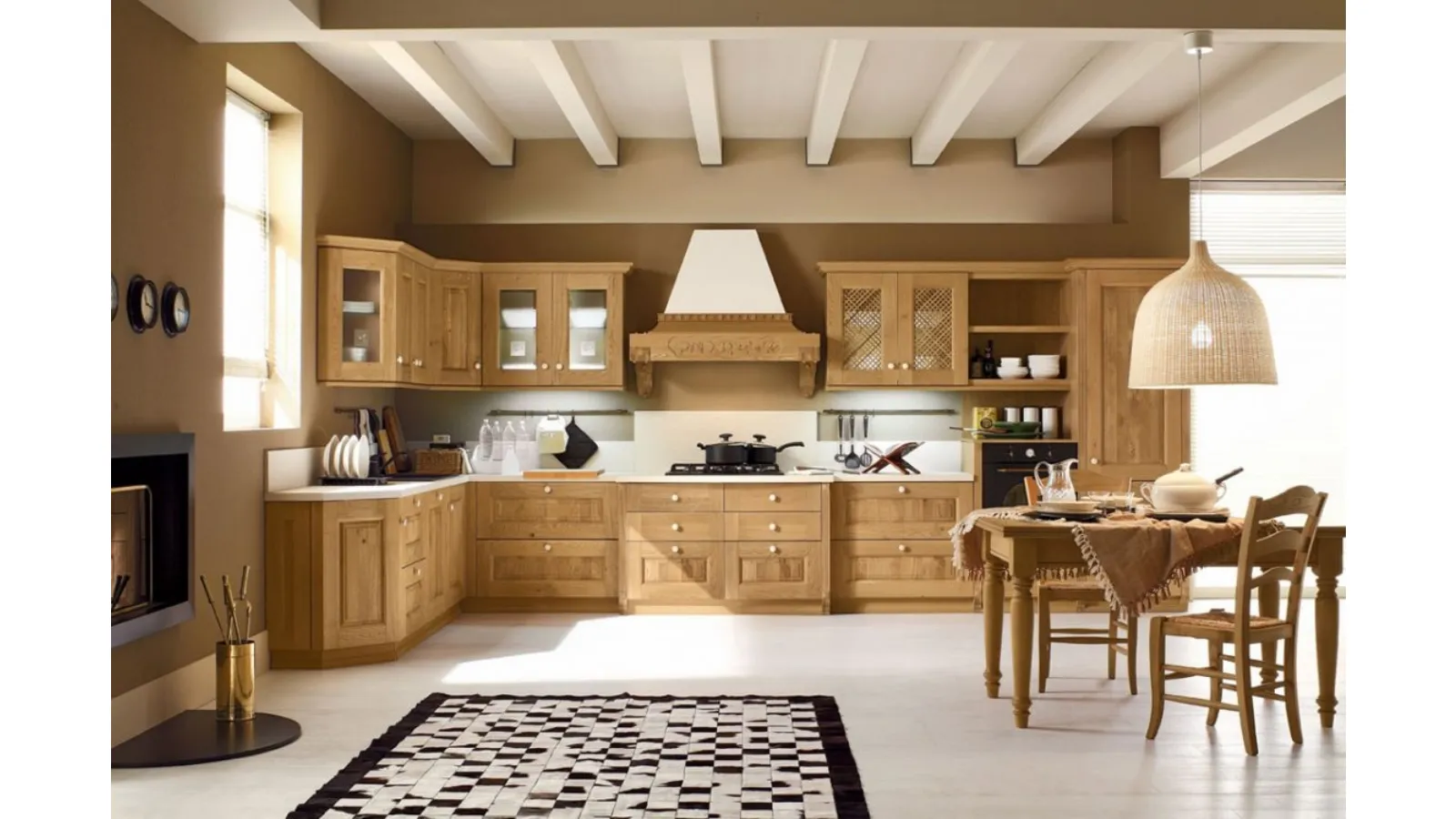 Cucina Classica angolare Carola 06 in Rovere Naturale di Arrex