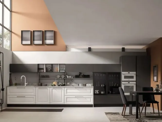 Cucina Classica lineare Lola 07 in Frassino e Metal Piombo di Arrex