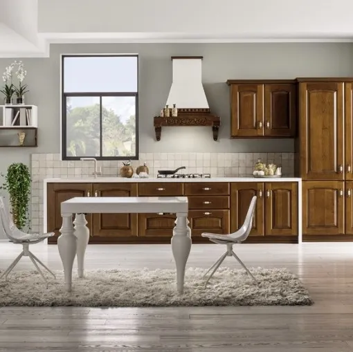 Cucina Classica lineare Magda in Legno Decapé Ciliegio di Arrex