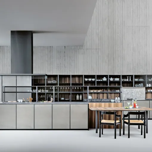 Cucina Design con isola XP 02 in vetro acidato di Zampieri Cucine