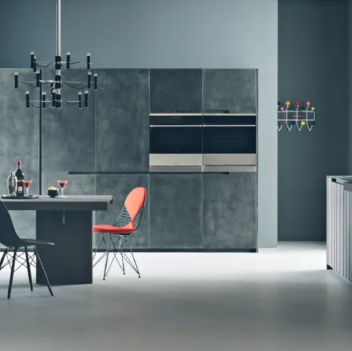 Cucina Design ad angolo Fifty 02 in rovere e finitura Metal di Zampieri Cucine