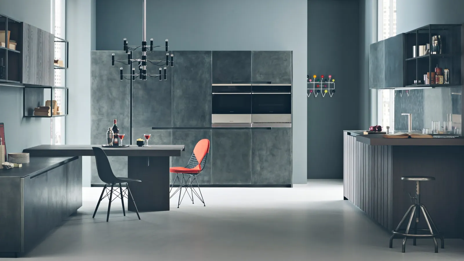 Cucina Design ad angolo Fifty 02 in rovere e finitura Metal di Zampieri Cucine