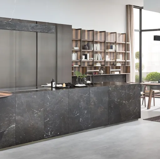 Cucina Design lineare in pietra e acciaio Segni 01 di Zampieri Cucine