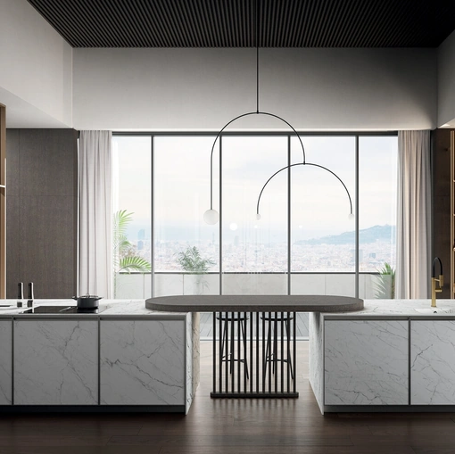 Cucina Moderna con penisola Kronos 01 in laminam di Arredo3