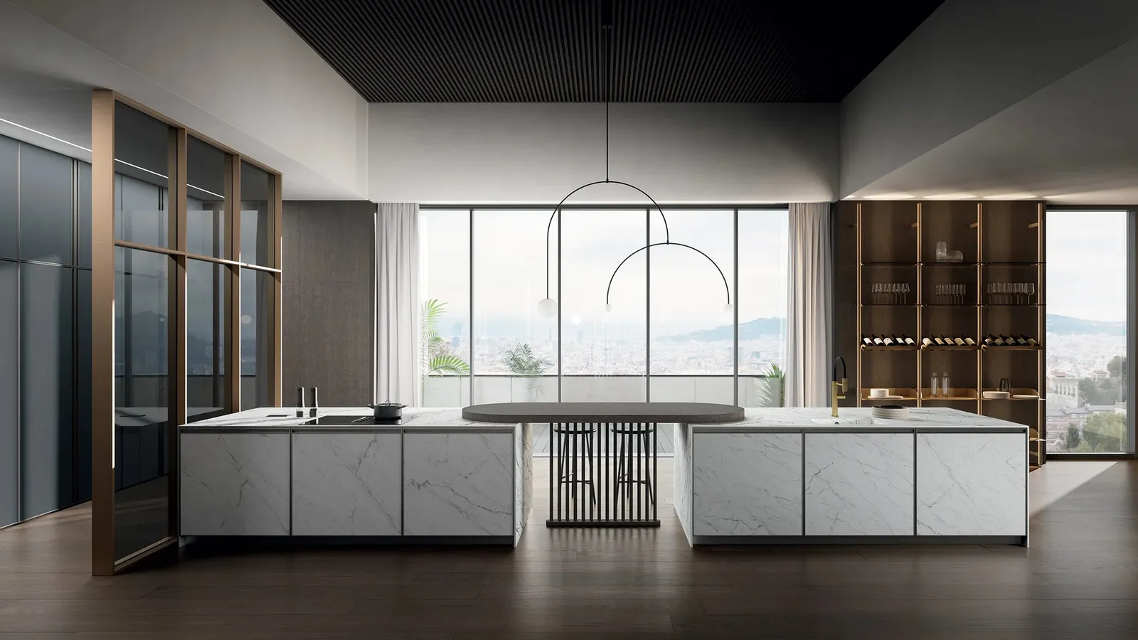 Cucina Moderna con penisola Kronos 01 in laminam di Arredo3