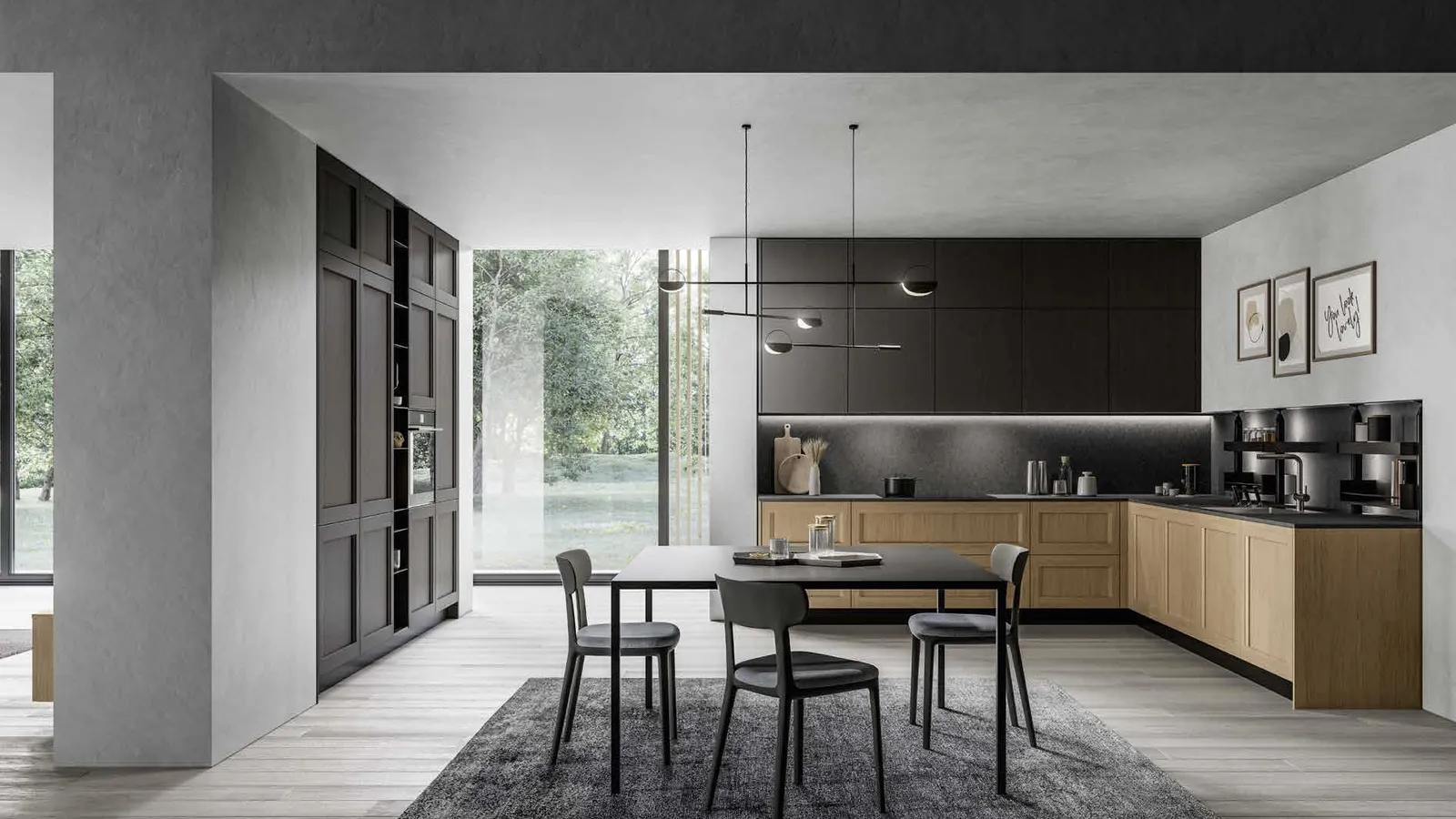 Cucina Moderna angolare in rovere brandy e laccato Frida 03 di Arredo3