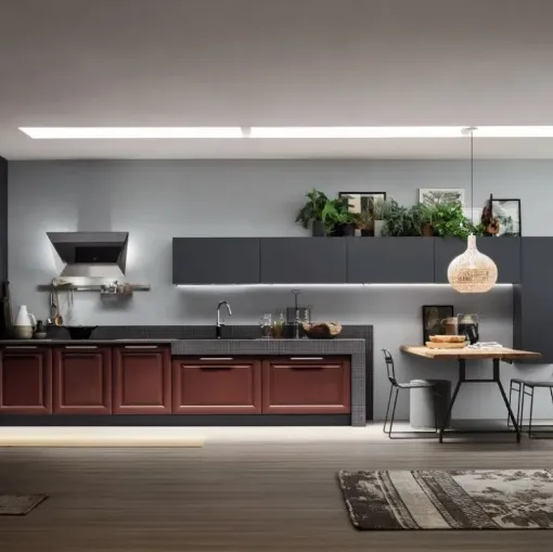 Cucina Moderna lineare Lola 08 in Frassino e Mosaico di Arrex