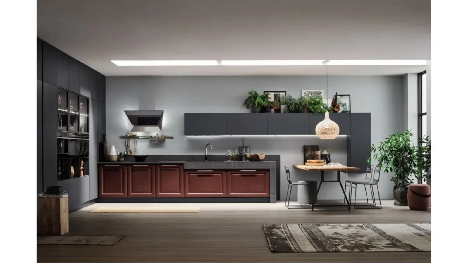 Cucina Moderna lineare Lola 08 in Frassino e Mosaico di Arrex