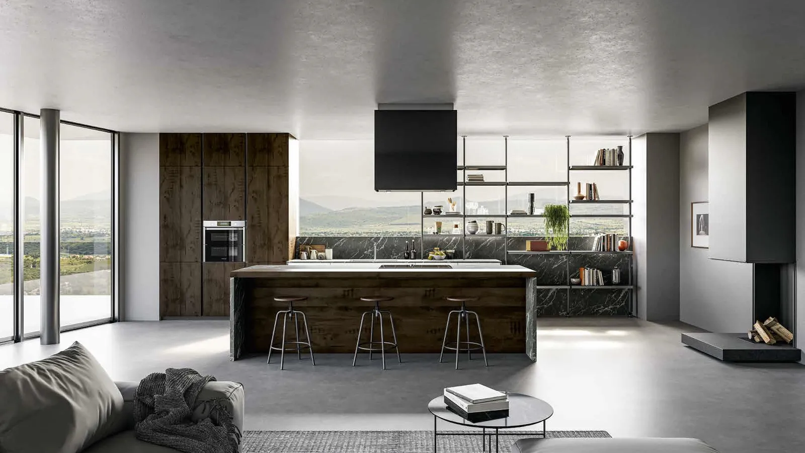 Cucina Moderna in laminato quercia con isola Tekna 02 di Arredo3