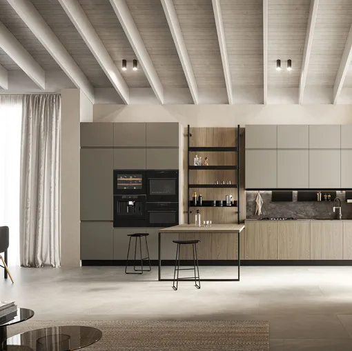 Cucina Moderna in laccato e laminato con penisola Wega 05 di Arredo3