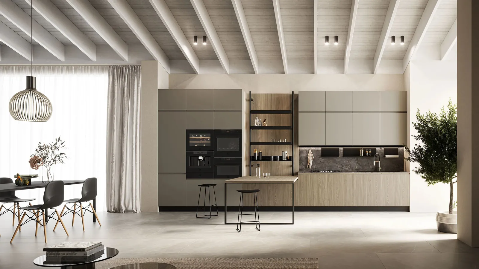 Cucina Moderna in laccato e laminato con penisola Wega 05 di Arredo3