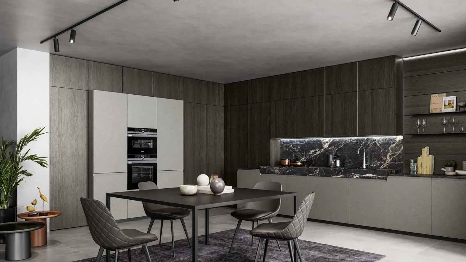 Cucina Moderna ad angolo Wega 06 in Pet e impiallacciato coke di Arredo3