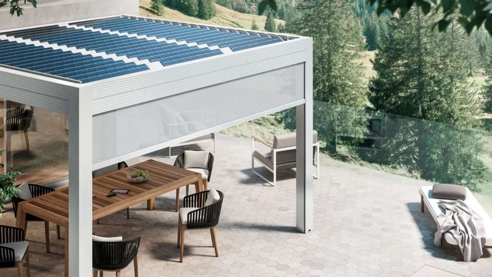 Pergola bioclimatica fotovoltaica addossata Energy di Gibus